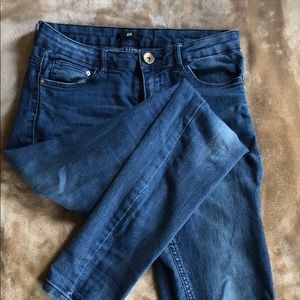 High waisted dark wash jeans